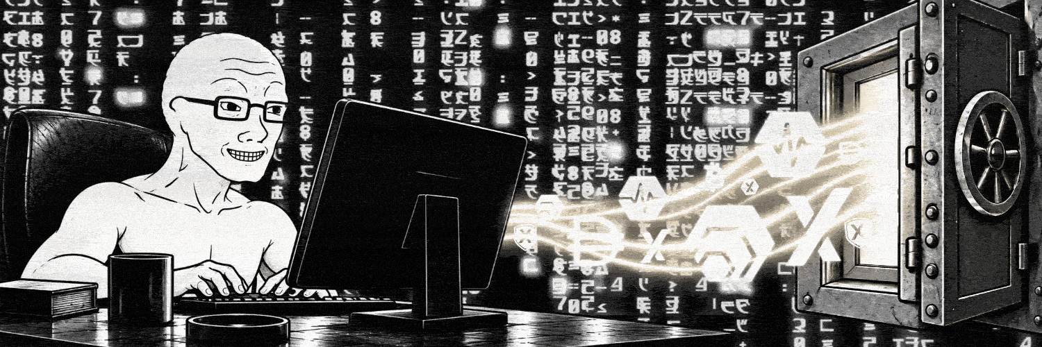 The Extractoor at his terminal, extracting tokens from a vault